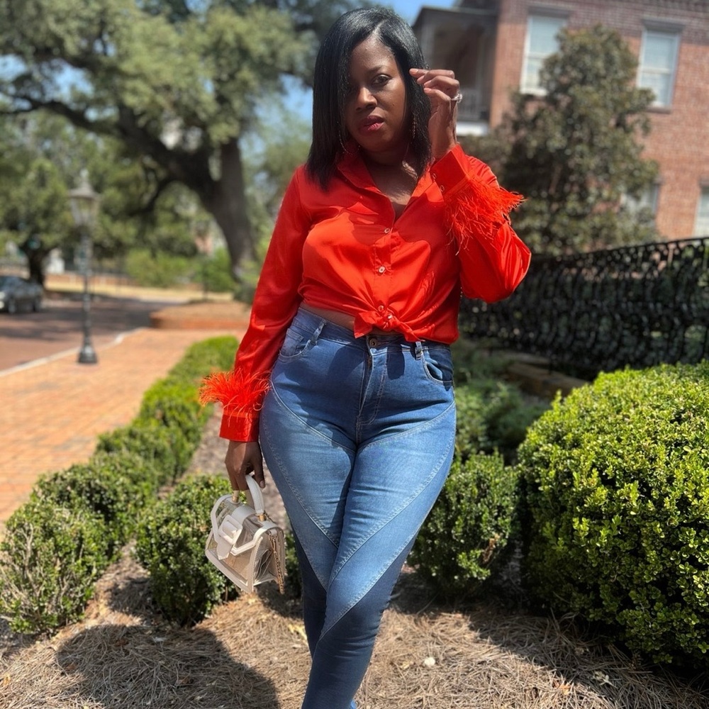 Orange Feather Top